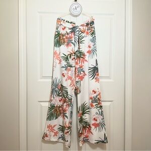 HYFVE Women’s Dressy Pants Tropical Print Cream Size S